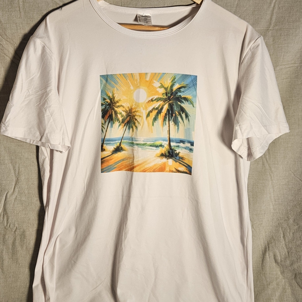 Sunset Beach White Graphic Tee